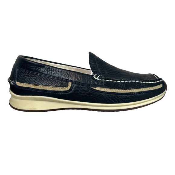 Geox Respira Men's Moc Toe Loafers Shoes  EU 44 / US 11  Blue Leather Slip-ons - Picture 3 of 10